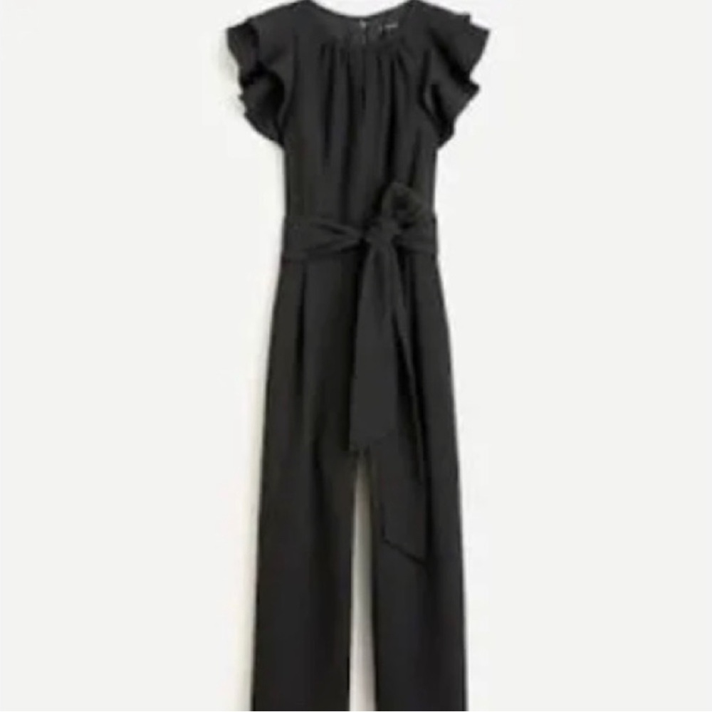 J Crew Ruffle Sleeve Jumpsuit in Black